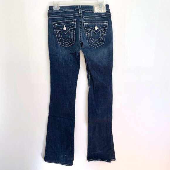 TRUE RELIGION Becky Crystal Dark Wash Swarovski Distressed Low Rise Bootcut Jean - Picture 9 of 13